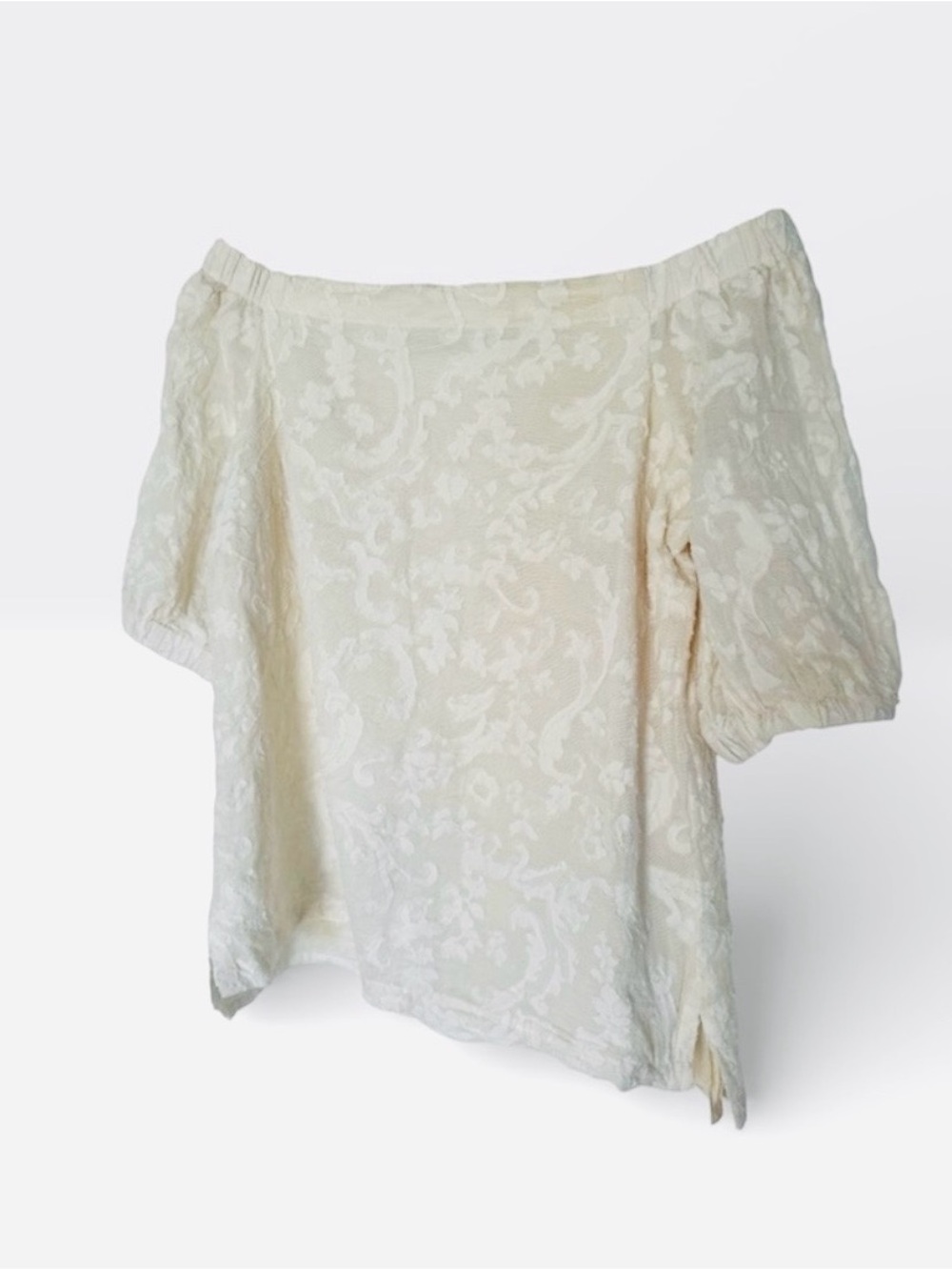 RALPH LAUREN Womens crème Silk Blend Off The Shoulder Casual Top